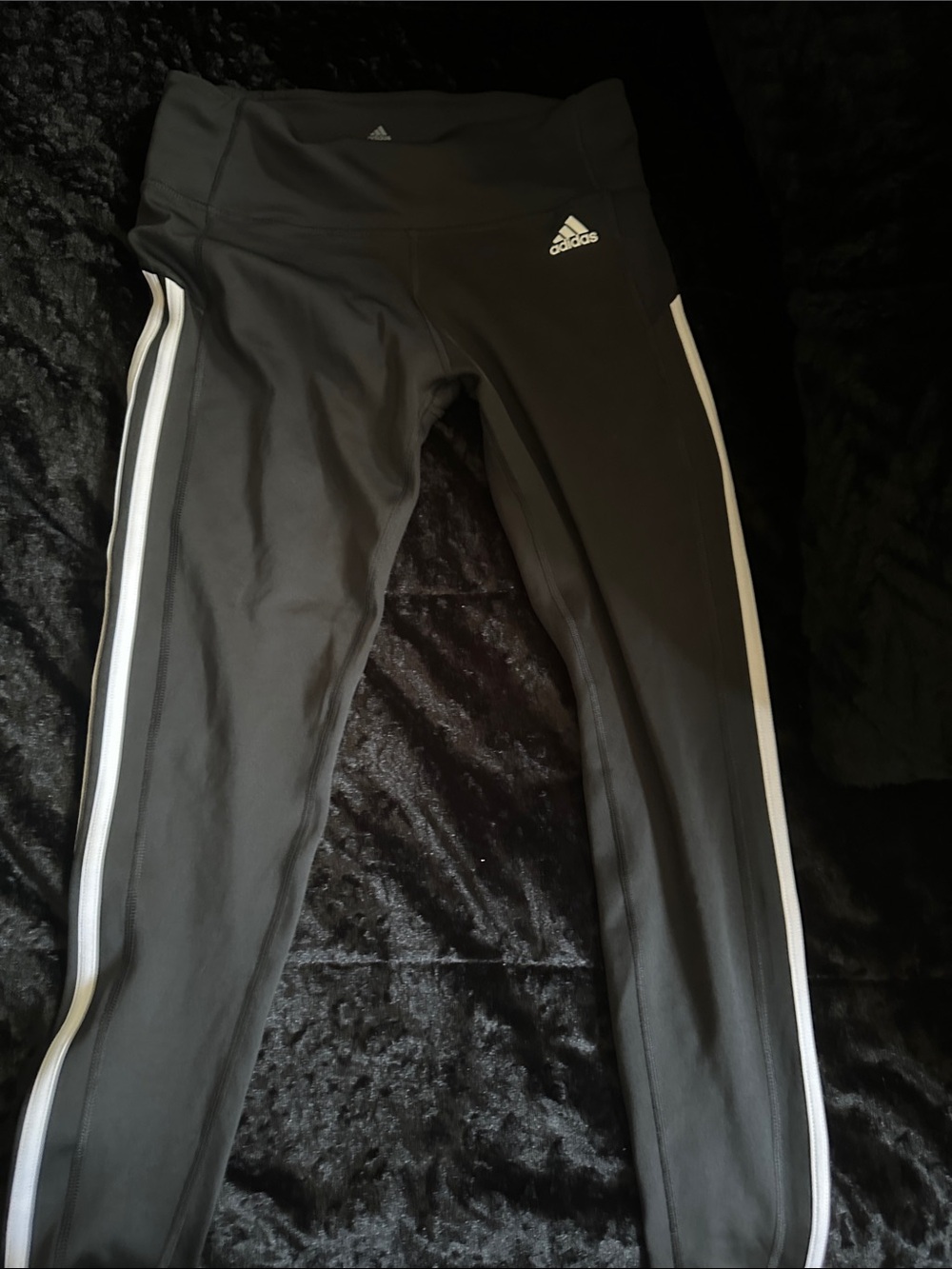 adidas Black Leggings with White Side Stripes